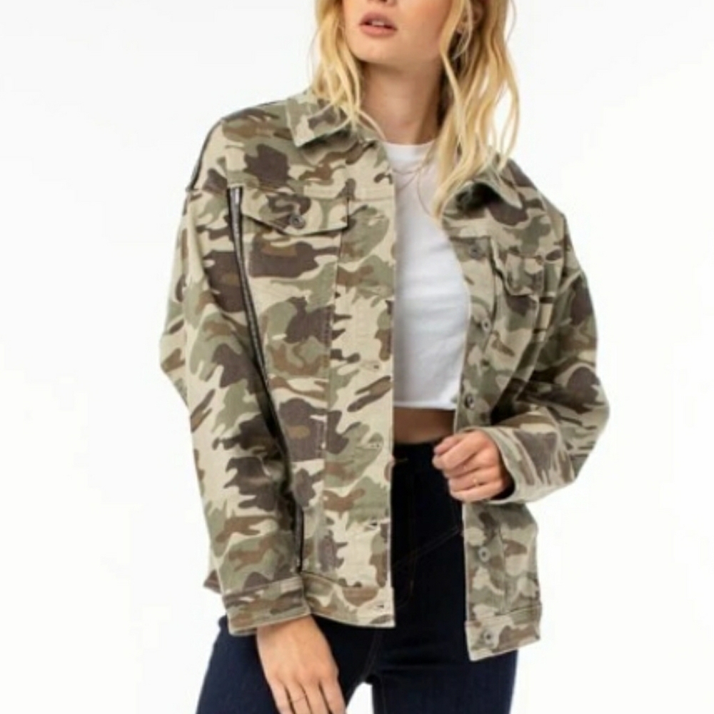 Kendall + Kylie girlfriend camo jean jacket